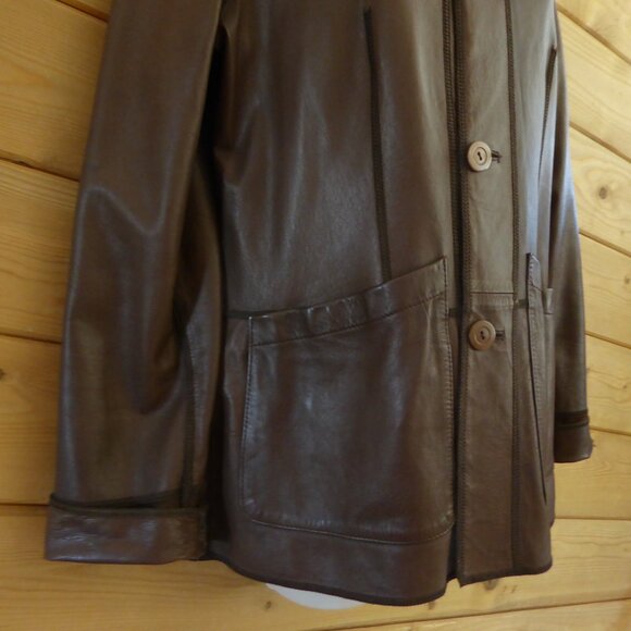 Vera Pelle Shasa Brown Reversible Genuine Leather Suede Jacket S Made in Italy - Picture 4 of 16